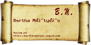 Bertha Mátyás névjegykártya