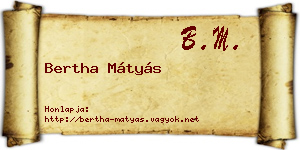 Bertha Mátyás névjegykártya